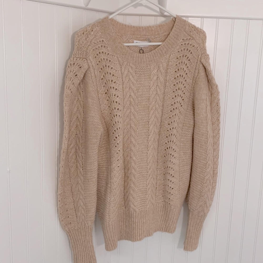 Calvin Klein Peach/Tan Super Soft Sweater with Balloon Sleeves